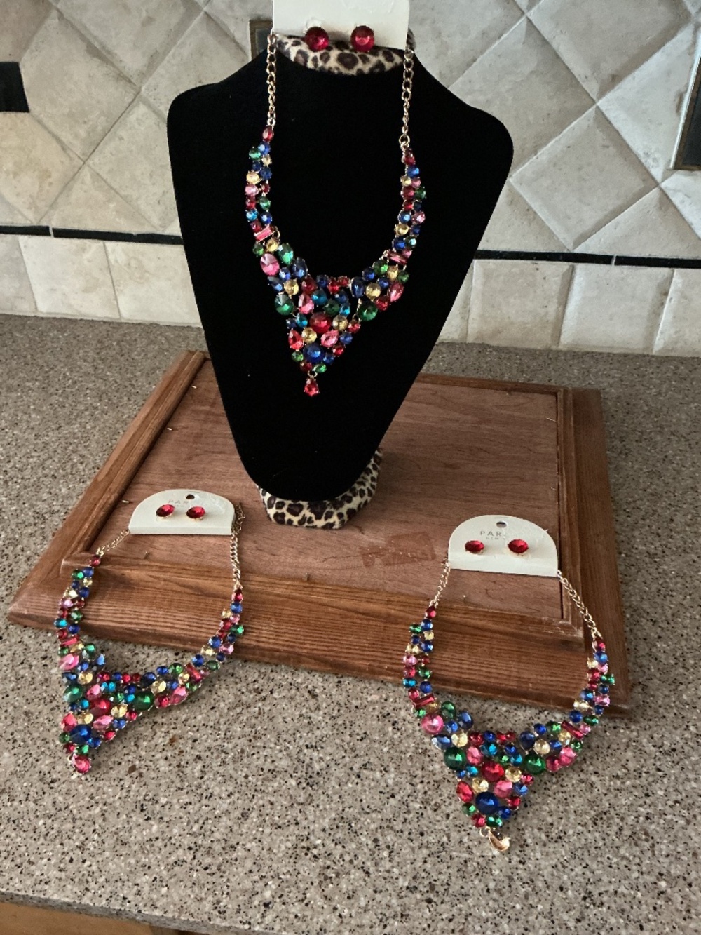 Multi Color Rhinestone. Necklace & Earrings.Multiple available, sold separate